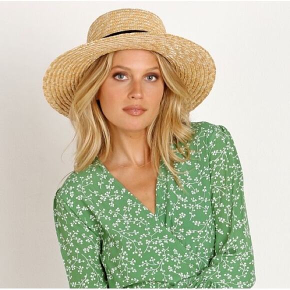 Lack of Color Sun Hat Black Velvet Band Natural Straw New - Picture 6 of 10